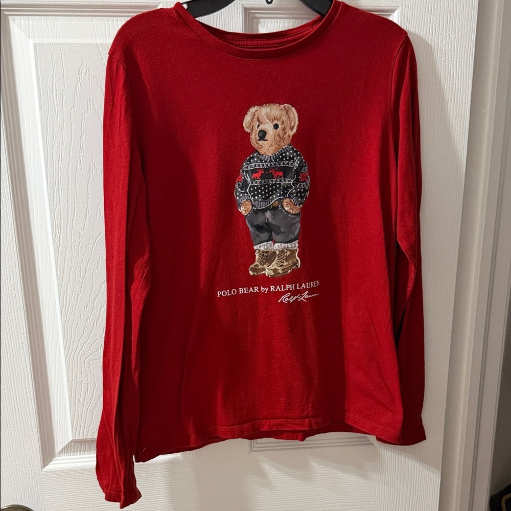 Ralph Lauren Kids Long Sleeve Red Bear Tee